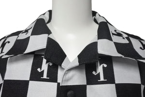 Very Good Condition JIRO Short Sleeve Jacket Size L Plaid Top Cotton Polyester Made in Japan Black White Used 4c067977
