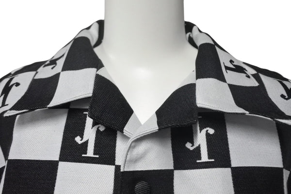 Very Good Condition JIRO Short Sleeve Jacket Size L Plaid Top Cotton Polyester Made in Japan Black White Used 4c067977