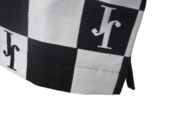 Very Good Condition JIRO Short Sleeve Jacket Size L Plaid Top Cotton Polyester Made in Japan Black White Used 4c067977