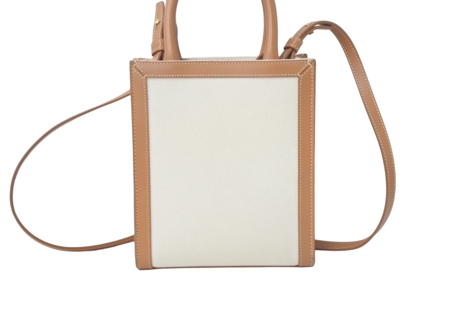 CELINE セリーヌ ミニバーティカルカバ 2WAYショルダーバッグ 193302BNZ.02NT コットンキャンバス レザー ベージュ 美品 中古  4c067979 – Casanova Vintage