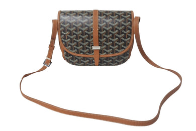 Goyard ゴヤール ベルヴェデーレPM ショルダーバッグ フランス製 PVC レザー ブラック ブラウン シルバー金具 美品 中古 4c67984