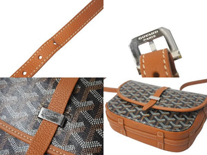 Goyard ゴヤール ベルヴェデーレPM ショルダーバッグ フランス製 PVC レザー ブラック ブラウン シルバー金具 美品 中古 4c67984