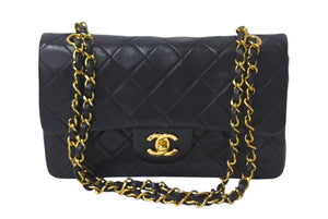 CHANEL シャネル マトラッセ WフラップWチェーンショルダーバッグ 3番台 ラムスキン ブラック ゴールド金具 美品 中古 4c068012