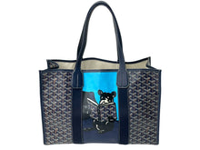 Load image into Gallery viewer, 新品同様 Goyard ゴヤール ヴィレットMM トートバッグ フレンチブルドック PVC キャンバス ネイビーブルー 中古 4c068038