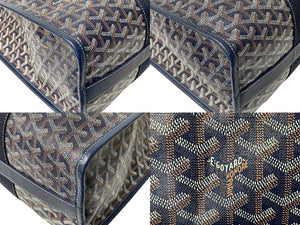 新品同様 Goyard ゴヤール ヴィレットMM トートバッグ フレンチブルドック PVC キャンバス ネイビーブルー 中古 4c068038