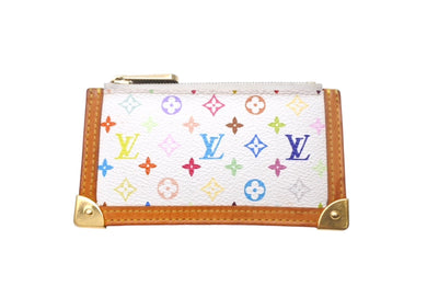 LOUIS VUITTON ルイヴィトン コインケース ポシェット クレ マルチカラー ホワイト M92655 ゴールド金具 美品 中古 4c068042