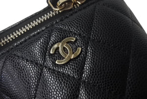 CHANEL シャネル バニティ マトラッセ チェーンショルダーバッグ ラムスキン 32番台 2022年頃 ゴールド金具 ブラック 中古 4c068078