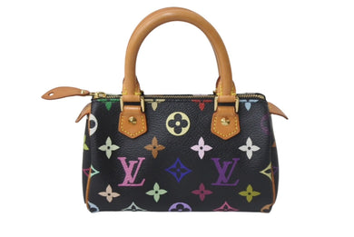 LOUIS VUITTON ルイヴィトン ミニスピーディ ハンドバッグ M92644 モノグラムマルチカラー ブラック ゴールド金具 村上隆 美品 中古 4c068086