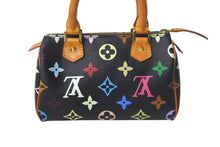 画像をギャラリービューアに読み込む, LOUIS VUITTON ルイヴィトン ミニスピーディ ハンドバッグ M92644 モノグラムマルチカラー ブラック ゴールド金具 村上隆 美品 中古 4c068086