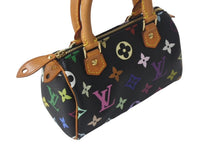 画像をギャラリービューアに読み込む, LOUIS VUITTON ルイヴィトン ミニスピーディ ハンドバッグ M92644 モノグラムマルチカラー ブラック ゴールド金具 村上隆 美品 中古 4c068086