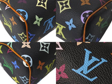 画像をギャラリービューアに読み込む, LOUIS VUITTON ルイヴィトン ミニスピーディ ハンドバッグ M92644 モノグラムマルチカラー ブラック ゴールド金具 村上隆 美品 中古 4c068086