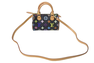 LOUIS VUITTON ルイヴィトン ミニスピーディ２WAY ショルダーバッグ M92644 モノグラムマルチカラー ブラック ハンドバッグ 村上隆 美品 中古 4c068087