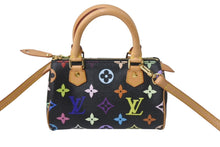 画像をギャラリービューアに読み込む, LOUIS VUITTON ルイヴィトン ミニスピーディ２WAY ショルダーバッグ M92644 モノグラムマルチカラー ブラック ハンドバッグ 村上隆 美品 中古 4c068087