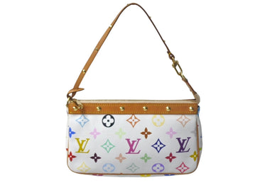 LOUIS VUITTON ルイヴィトン モノグラム マルチカラー ポシェット アクセソワール アクセサリーポーチ M92649 村上隆 ホワイト 美品 中古 4c068094