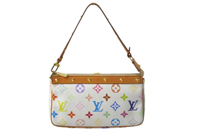 LOUIS VUITTON ルイヴィトン モノグラム マルチカラー ポシェット アクセソワール アクセサリーポーチ M92649 村上隆 ホワイト 美品 中古 4c068094