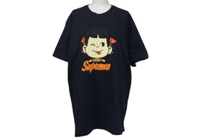 Supreme シュプリーム 15SS Candy 半袖Ｔシャツ サイズL ペコちゃん ネイビー コットン プリント 美品 中古 4c068115