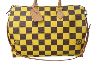 新品同様 LouisVuitton ルイヴィトン スピーディ バンドリエール50 ボストンバッグ N40578 イエロー ダミエポップキャンバス 中古 4c068143