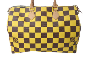 新品同様 LouisVuitton ルイヴィトン スピーディ バンドリエール50 ボストンバッグ N40578 イエロー ダミエポップキャンバス 中古 4c068143