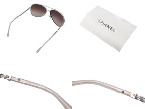 極美品 CHANEL シャネル サングラス 4219-Q c.124/S5 サイズ59□14 140 ココマーク チェーン レザー 中古 4c068164