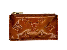 画像をギャラリービューアに読み込む, LOUIS VUITTON ルイヴィトン ヴェルニ ポシェット クレ コインケース M91206 ブロンズ エナメル ゴールド金具 美品 中古 4c068172