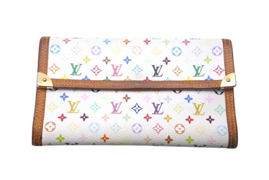 LOUIS VUITTON ルイヴィトン 長財布 M92659 ポルトトレゾール インターナショナル 村上隆 ホワイト マルチカラー PVC ゴールド金具 美品 中古 4c068100