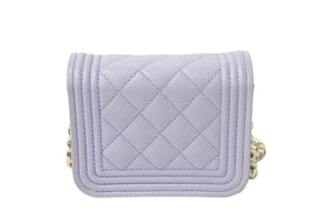 極美品 CHANEL シャネル ボーイシャネル チェーン ポシェット パープル キャビアスキン 31番台 中古 4c068185