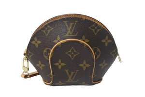 LouisVuitton ルイヴィトン モノグラム ミニエリプス ポーチ M51129 PVCコーティングキャンバス ヌメ革 ブラウン 美品 中古 4c068187