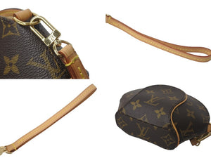 LouisVuitton ルイヴィトン モノグラム ミニエリプス ポーチ M51129 PVCコーティングキャンバス ヌメ革 ブラウン 美品 中古 4c068187