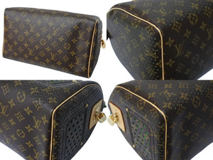 極美品 LOUIS VUITTON ルイヴィトン ペルフォシリーズ スピーディ30 ハンドバッグ M95181 ブラウン グリーン ゴールド金具 中古 4c068190