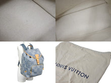 Load image into Gallery viewer, 新品同様 LouisVuitton ルイヴィトン モンスリ バックパック ダミエ デニム 3D N40708 コットンキャンバス ヌメ革 中古 4c068192