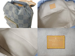 新品同様 LouisVuitton ルイヴィトン モンスリ バックパック ダミエ デニム 3D N40708 コットンキャンバス ヌメ革 中古 4c068192