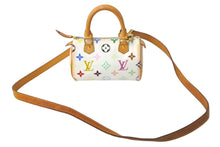 Load image into Gallery viewer, LouisVuitton ルイヴィトン ミニスピーディ ミニボストンバッグ M92645 PVC ヌメ革 ホワイト マルチカラー 美品 中古 4c068194