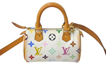 Load image into Gallery viewer, LouisVuitton ルイヴィトン ミニスピーディ ミニボストンバッグ M92645 PVC ヌメ革 ホワイト マルチカラー 美品 中古 4c068194