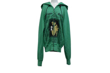 Load image into Gallery viewer, John galliano ジョンガリアーノ フーディ― プリント パーカー グリーン シルバー金具 サイズS コットン 美品 中古 4b000682