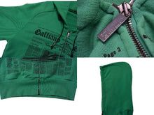 Load image into Gallery viewer, John galliano ジョンガリアーノ フーディ― プリント パーカー グリーン シルバー金具 サイズS コットン 美品 中古 4b000682