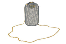 Load image into Gallery viewer, 極美品 ChristianDior クリスチャンディオール オブリーク チェーン フォンポーチ ショルダーバッグ グレー ゴールド金具 中古 4c068216