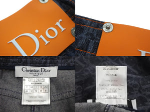 ChristianDior クリスチャンディオール デニムパンツ トロッター柄 フライトライン ネイビー オレンジ サイズ38 美品 中古 4c068222