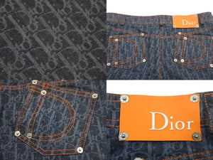 ChristianDior クリスチャンディオール デニムパンツ トロッター柄 フライトライン ネイビー オレンジ サイズ38 美品 中古 4c068222