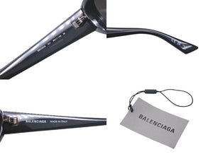 BALENCIAGA バレンシアガ SHIELD RECTANGLE サングラス BBロゴ アイウェア BB0080S ブラック サイズ99□1-140 美品 中古 4c068227