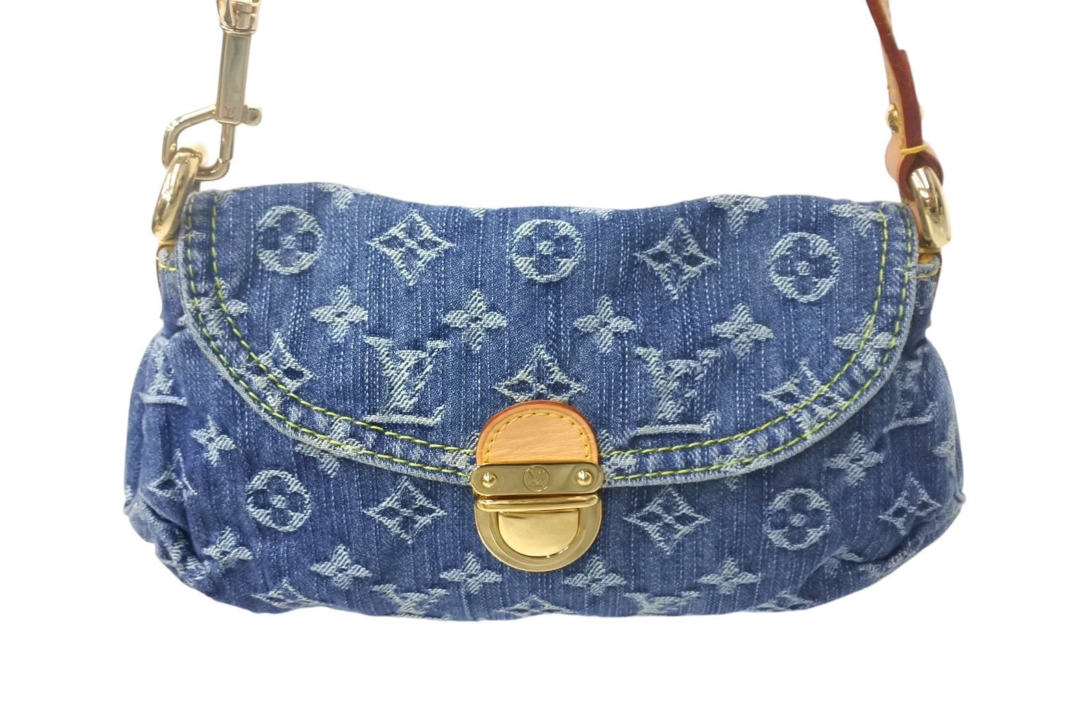 極美品 LOUIS VUITTON ルイヴィトン ミニプリーティ ワンショルダーバッグ ハンドバッグ M95050 モノグラムデニム レザー ブルー  中古 4c068252 – Casanova Vintage