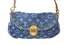 Load image into Gallery viewer, 極美品 LOUIS VUITTON ルイヴィトン ミニプリーティ ワンショルダーバッグ ハンドバッグ M95050 モノグラムデニム レザー ブルー 中古 4c068252