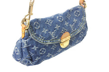 Load image into Gallery viewer, 極美品 LOUIS VUITTON ルイヴィトン ミニプリーティ ワンショルダーバッグ ハンドバッグ M95050 モノグラムデニム レザー ブルー 中古 4c068252