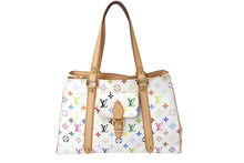 Load image into Gallery viewer, 極美品 LOUIS VUITTON ルイヴィトン オーレリアMM トートバッグ M40095 村上隆 モノグラムマルチカラー ホワイト 中古 4c068255