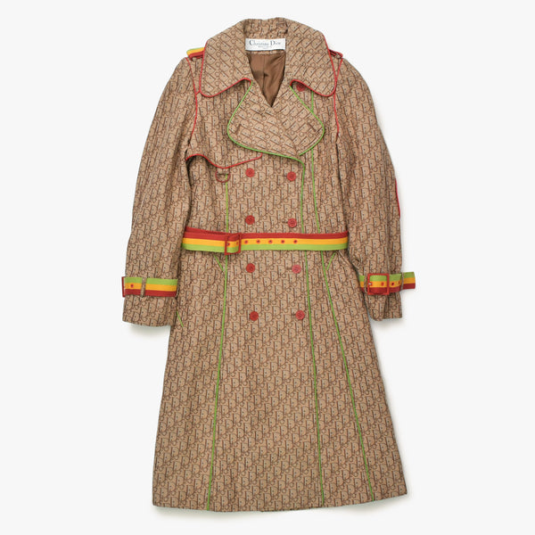 極美品 Christian Dior クリスチャンディオール ラスタ トレンチコート ベージュ ガリアーノ期 4A12088051 サイズ36 中古 4a006830
