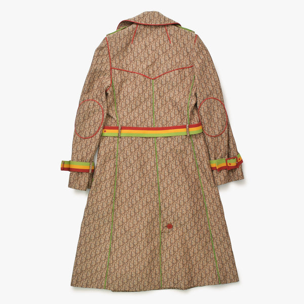 極美品 Christian Dior クリスチャンディオール ラスタ トレンチコート ベージュ ガリアーノ期 4A12088051 サイズ36 中古 4a006830