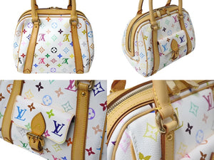 極美品 LOUIS VUITTON ルイヴィトン プリシラ ハンドバッグ モノグラム M40096 ホワイト ブロン マルチカラー 中古 4c068310