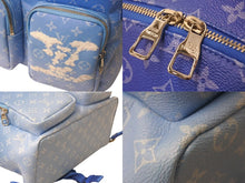 画像をギャラリービューアに読み込む, 新品同様 LOUIS VUITTON ルイヴィトン バックパック マルチポケット M45441 モノグラムクラウズキャンバス ブルー 中古 4c068375