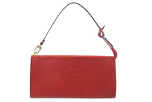 画像をギャラリービューアに読み込む, 極美品 LouisVuitton ルイヴィトン ポシェットアクセソワール エピレザー M52947 レッド ゴールド金具 中古 4c068496