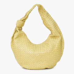 極美品 BOTTEGA VENETA ボッテガヴェネタ ホーボー ショルダーバッグ Jumbo Jodie ジャンボ ジョディ イントレチャート ナパ バッグ ブラウン イエロー 中古 4a006852
