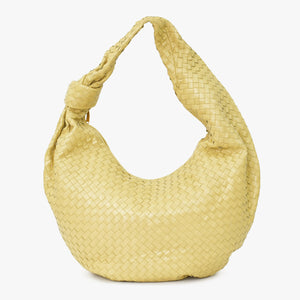 極美品 BOTTEGA VENETA ボッテガヴェネタ ホーボー ショルダーバッグ Jumbo Jodie ジャンボ ジョディ イントレチャート ナパ バッグ ブラウン イエロー 中古 4a006852
